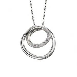 Circle Spiral Design Cubic Zirconia Plain Silver Pendant P4655C