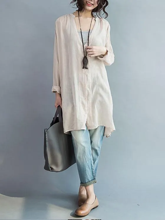 Comfortable button V-neck Two-pieces Blouses Shirt