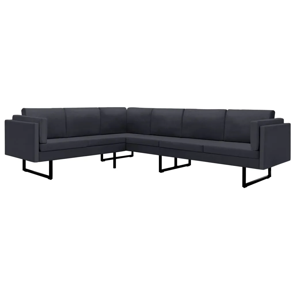 Corner Sofa Dark Grey Fabric