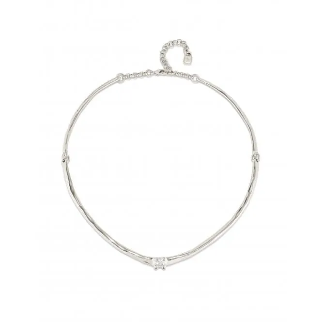 Cosmos Silver Plated Rigid White Zirconia Necklace COL1913BLNMTL