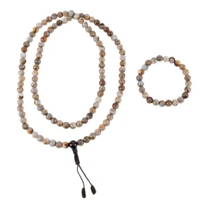 Crazy Lace Agate Mala Beads Set