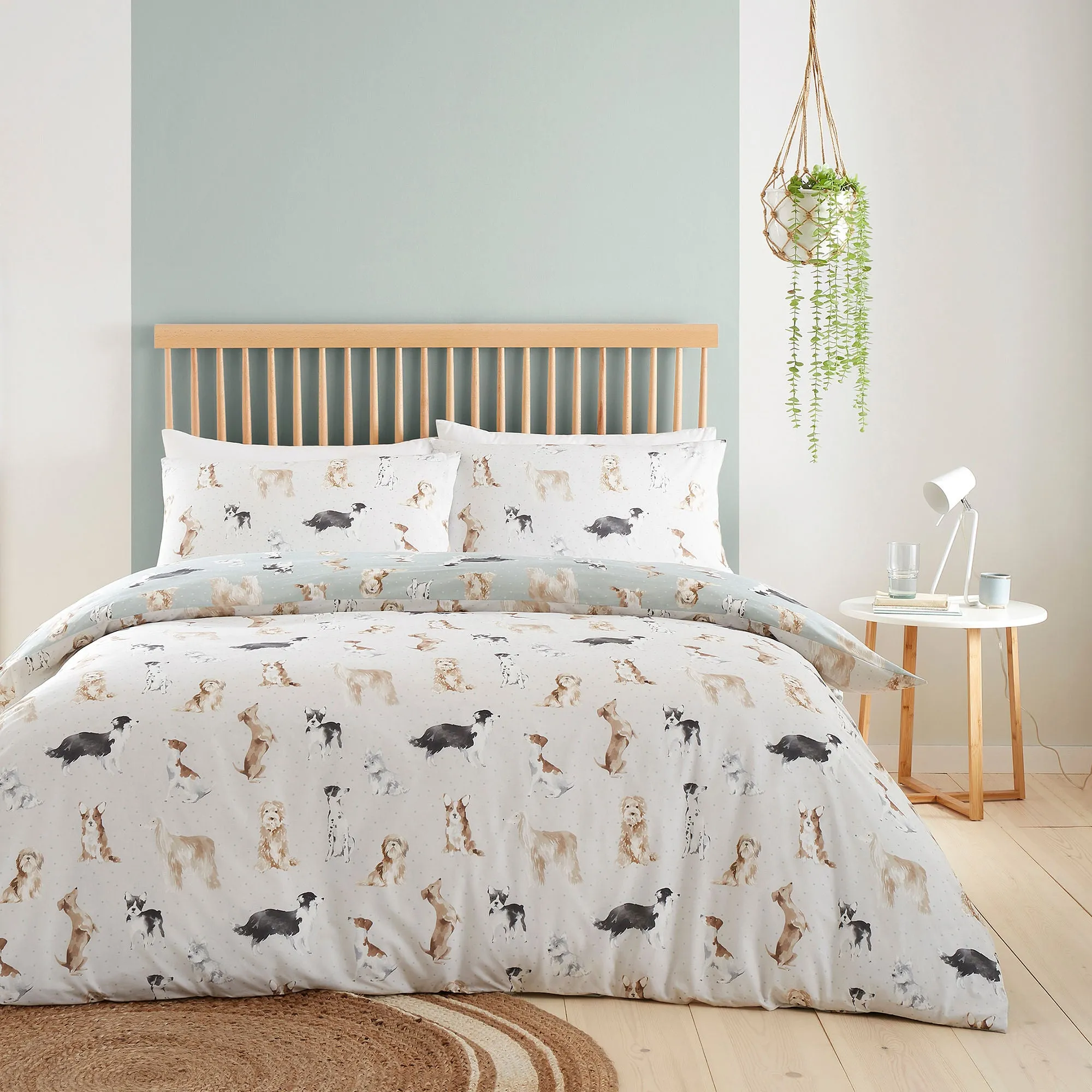 Cute Dogs Duvet Cover Set by Fusion in Duck Egg