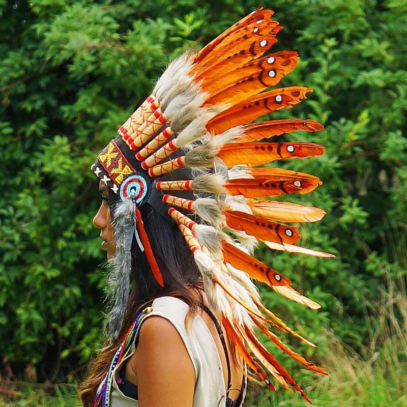 Dark Orange Chief Headdress - 65cm