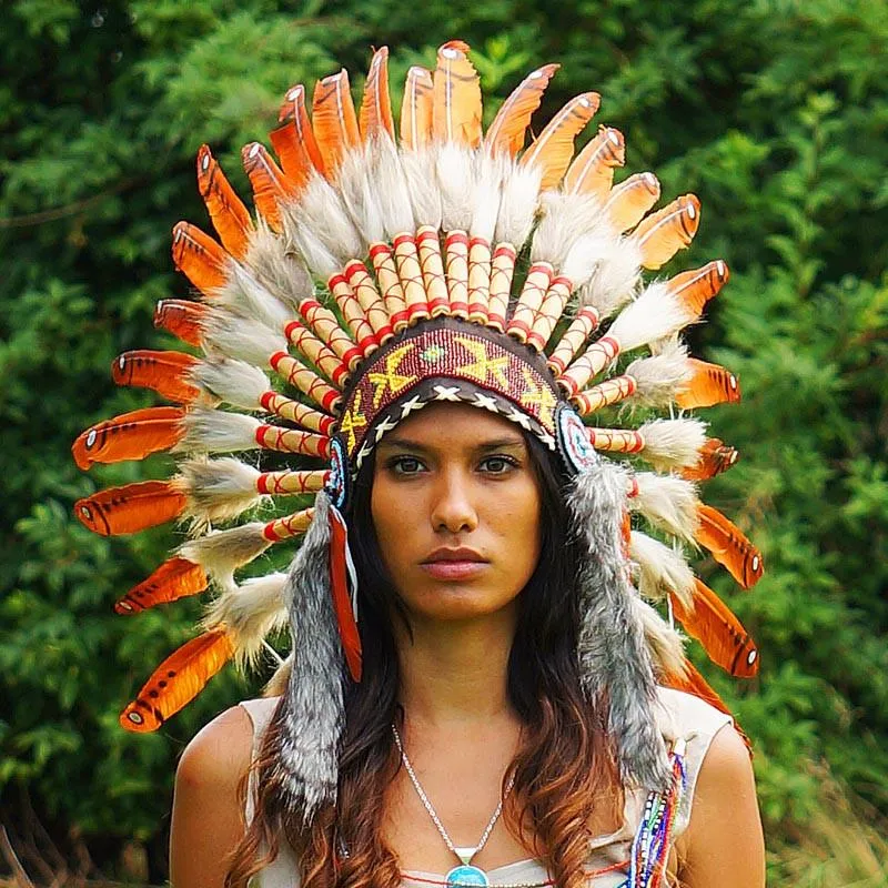 Dark Orange Chief Headdress - 65cm