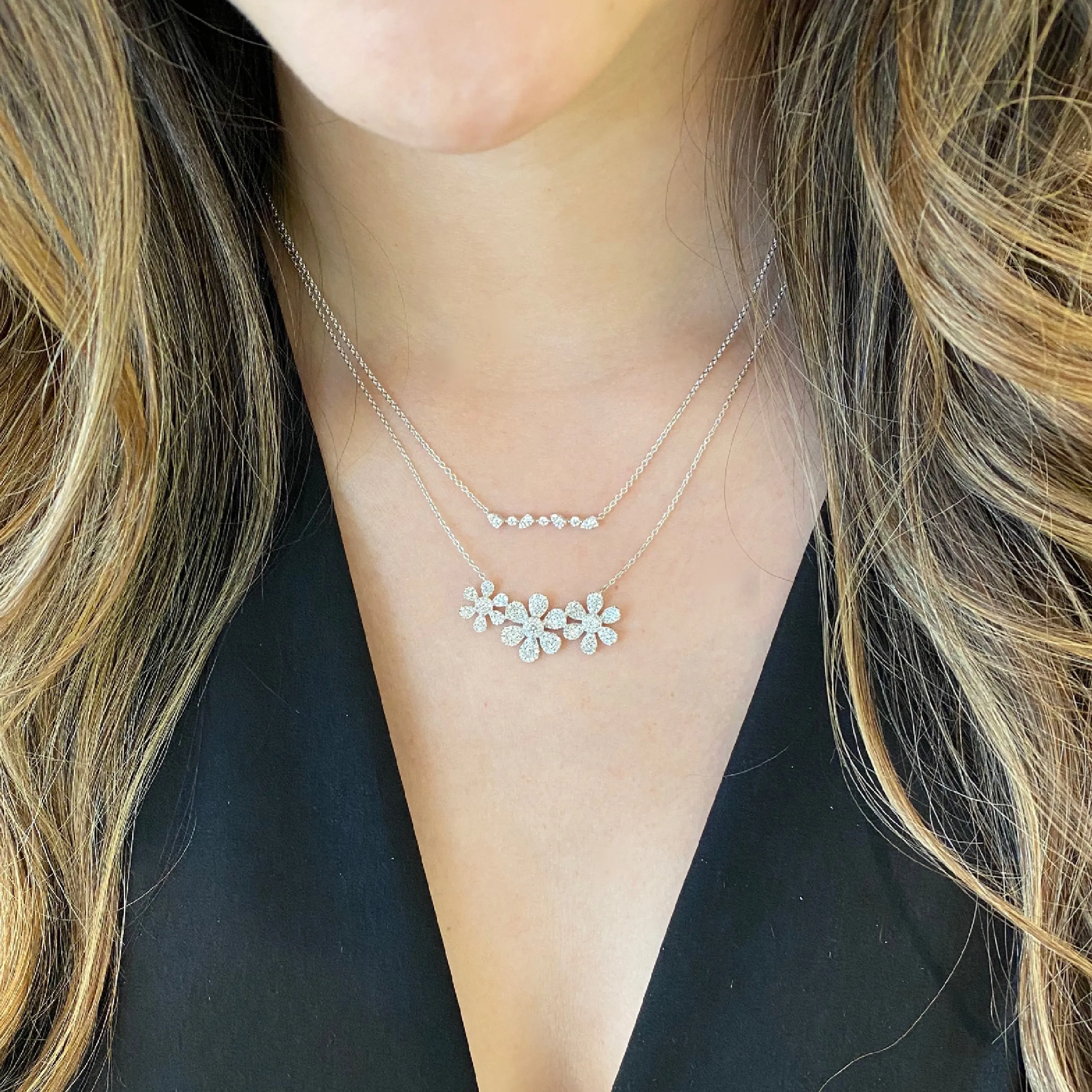 Diamond Daisy Trio Necklace