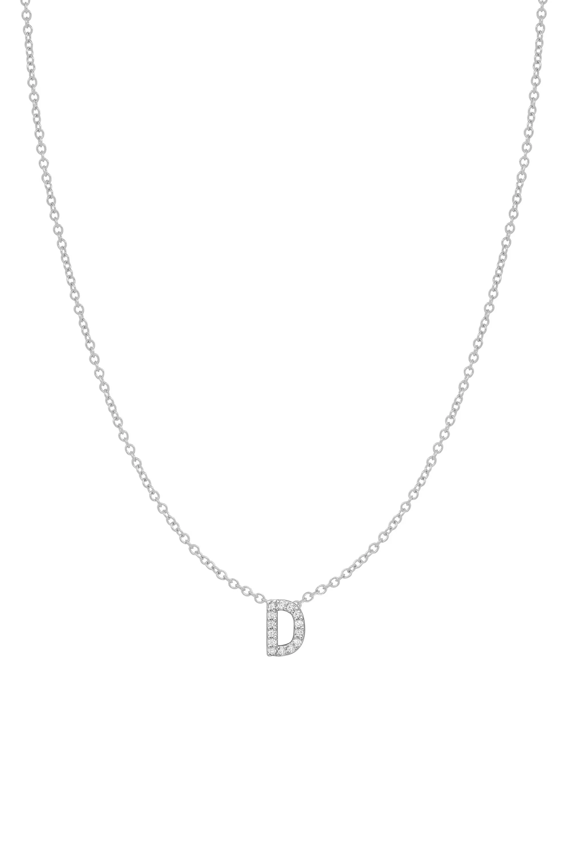 Diamond Initial Necklace - 14K White