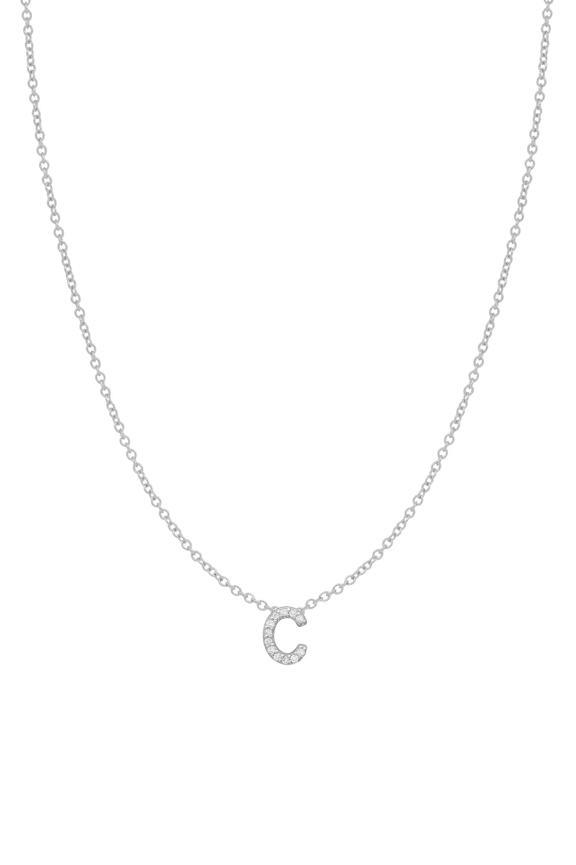 Diamond Initial Necklace - 14K White