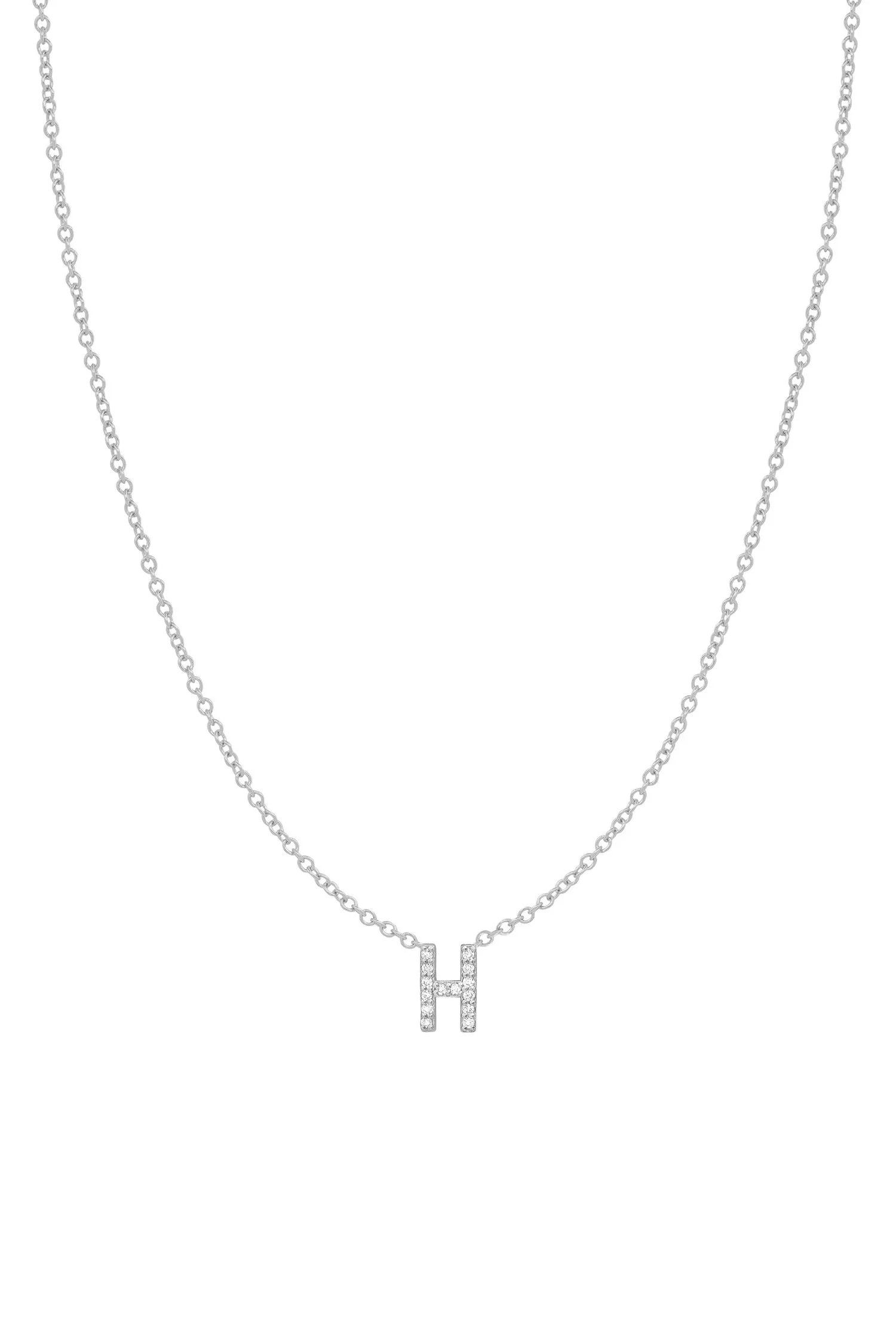 Diamond Initial Necklace - 14K White