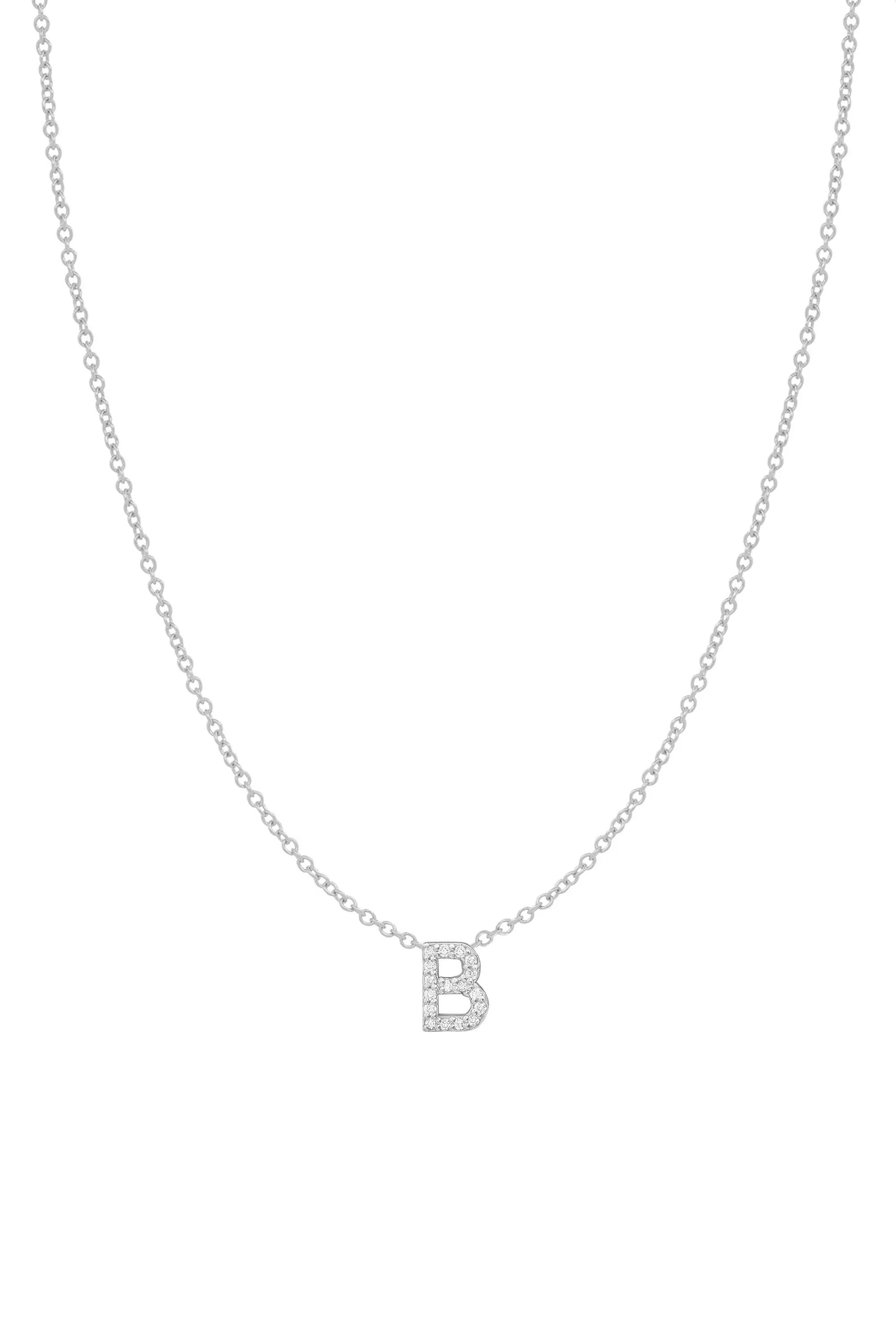 Diamond Initial Necklace - 14K White