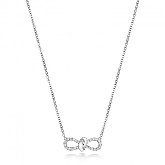 Diamond Jewellery 18ct White Gold Diamond Bow Necklace NDQ121W