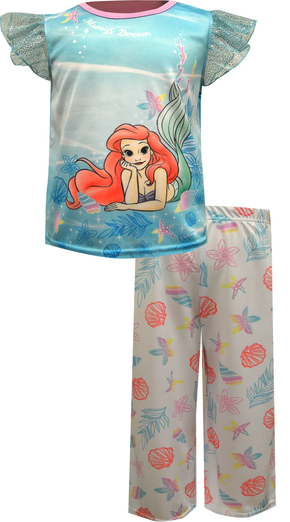 Disney Princess Ariel Little Mermaid Toddler Blue Pajama