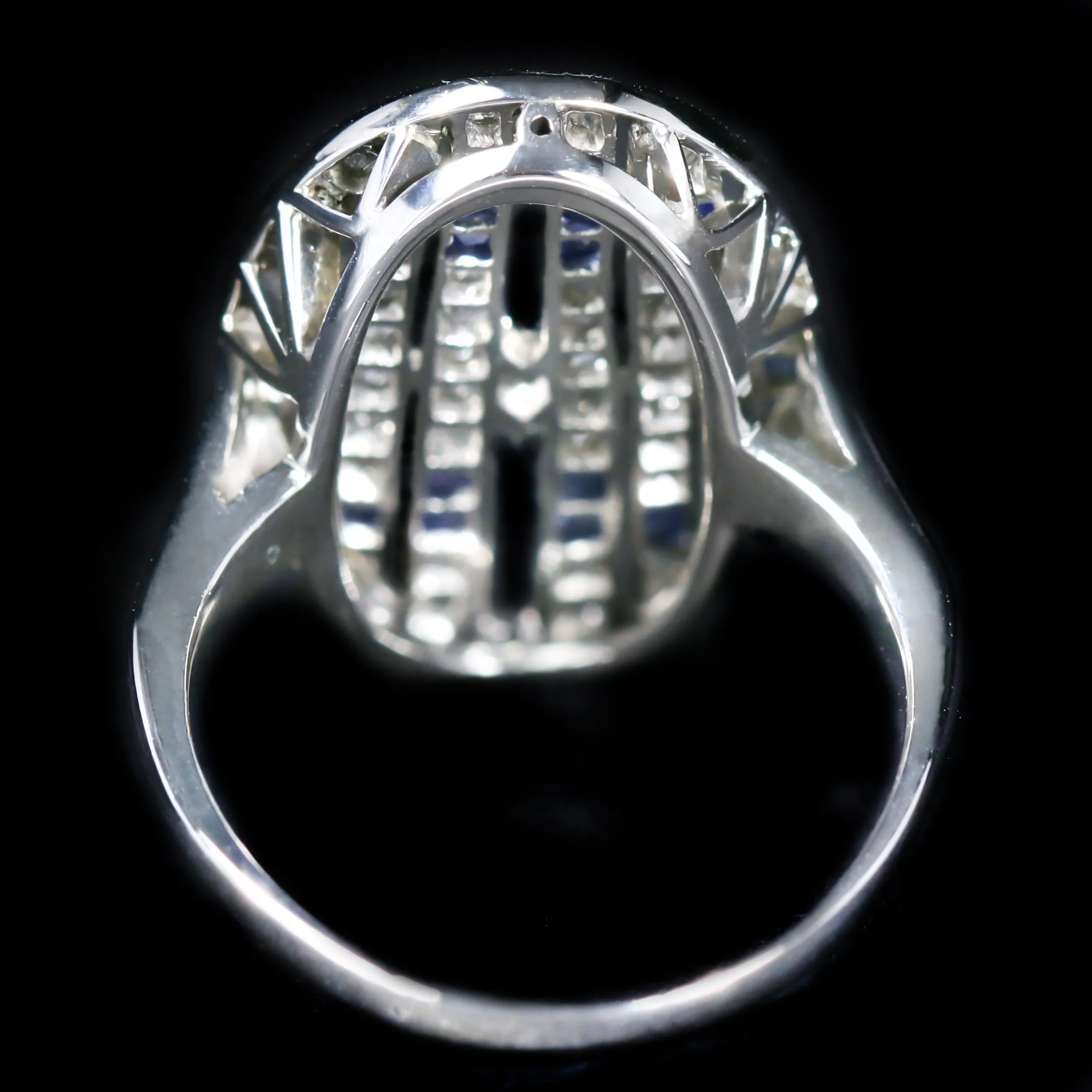 Estate 14K White Gold Diamond and Sapphire Monogram Ring