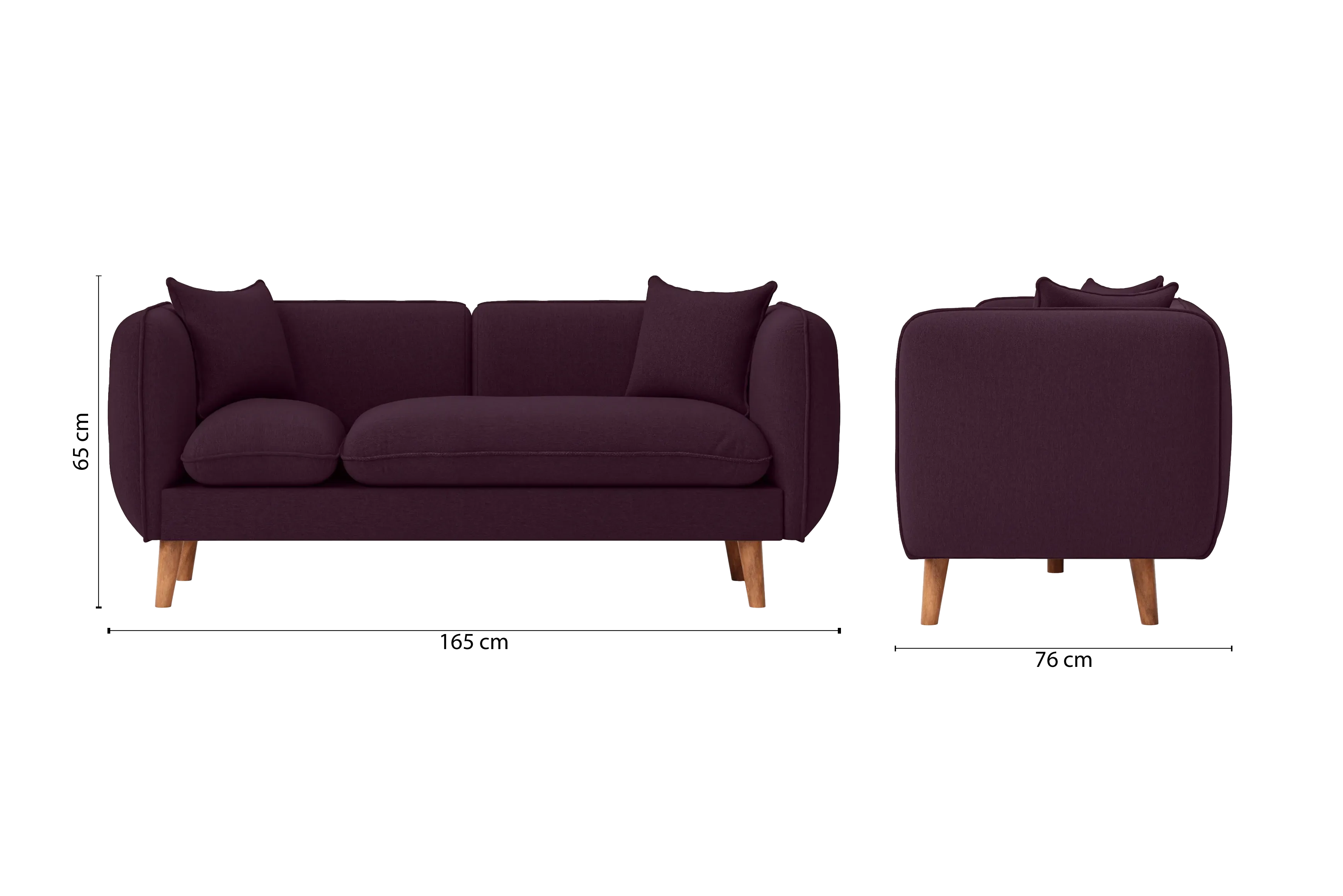 Florence 2 Seater Sofa Purple Linen Fabric