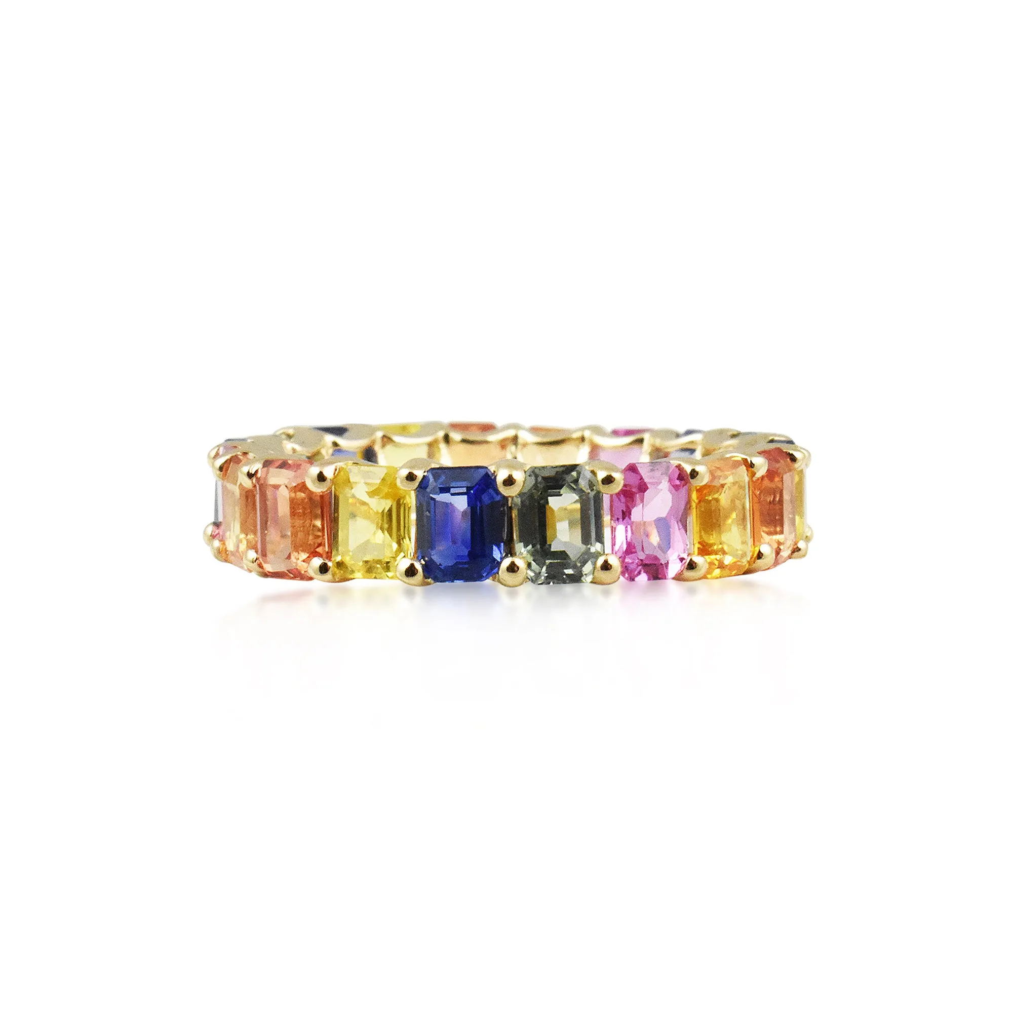 Gemstone 14K Emerald-Cut Eternity Band