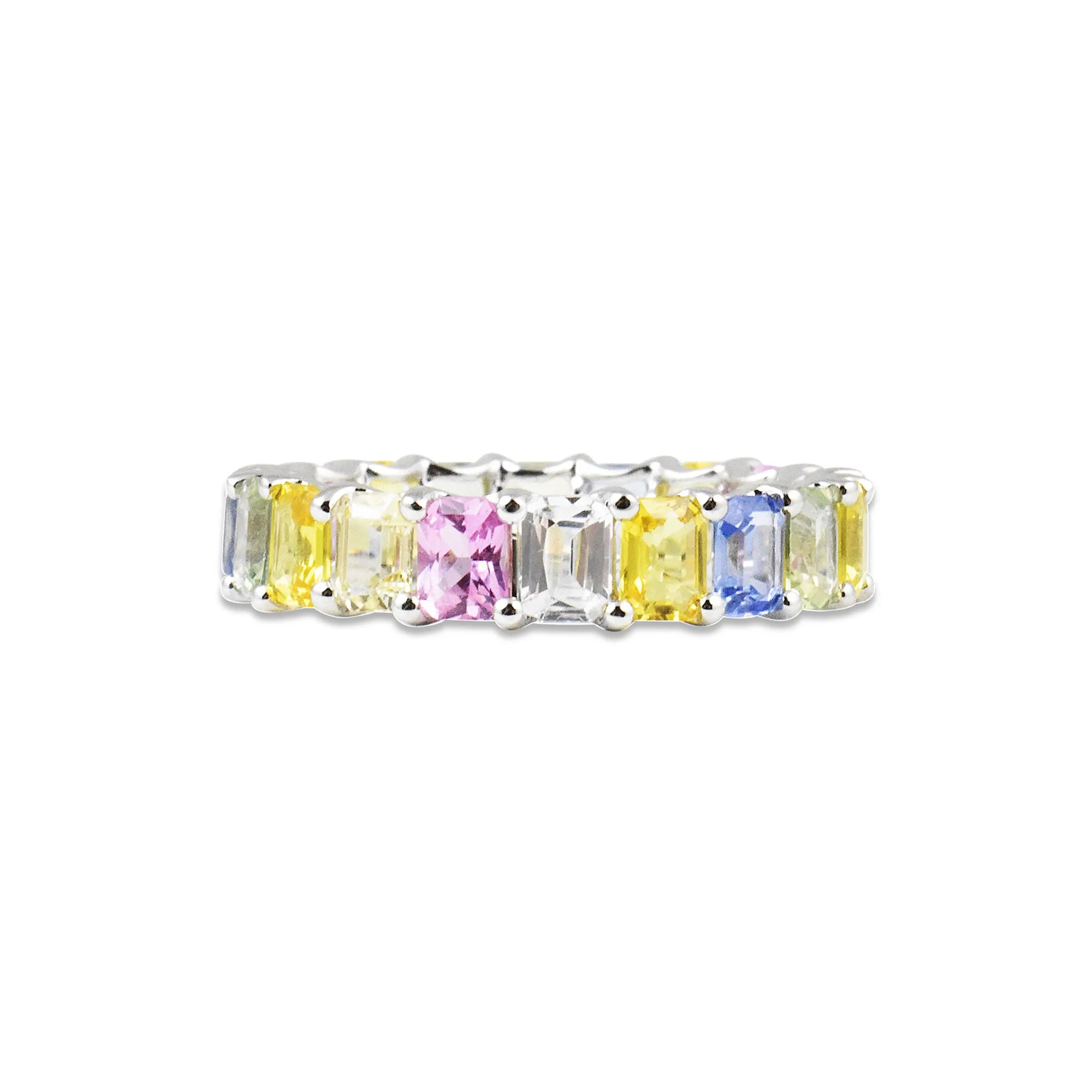 Gemstone 14K Emerald-Cut Eternity Band