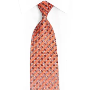 Geometric On Peach Pink Orange Rhinestone Silk Tie