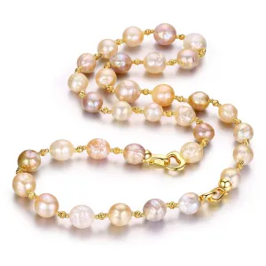 Golden Baroque Edison Pearl Necklace & Bracelet Gift Set