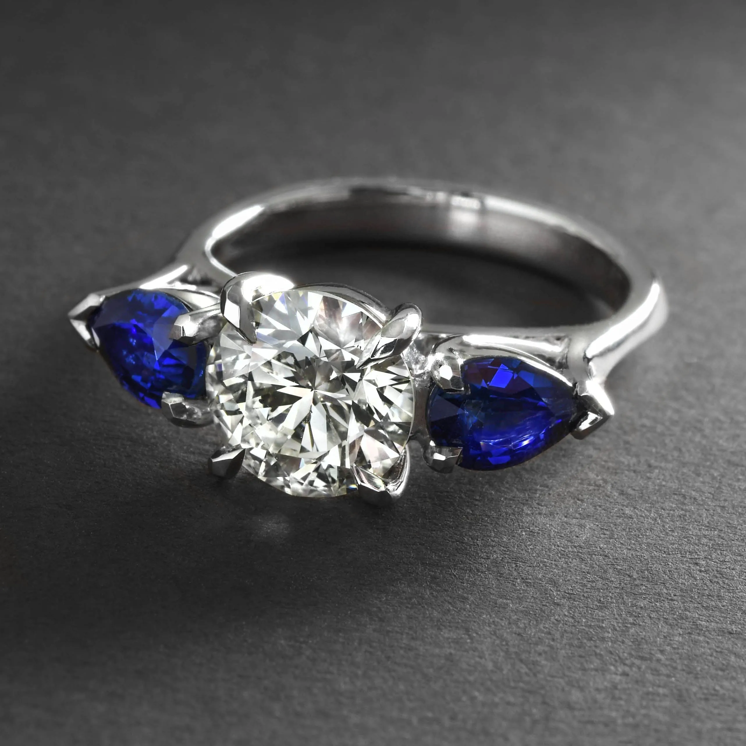 Handmade Diamond And Sapphire Ring In Platinum