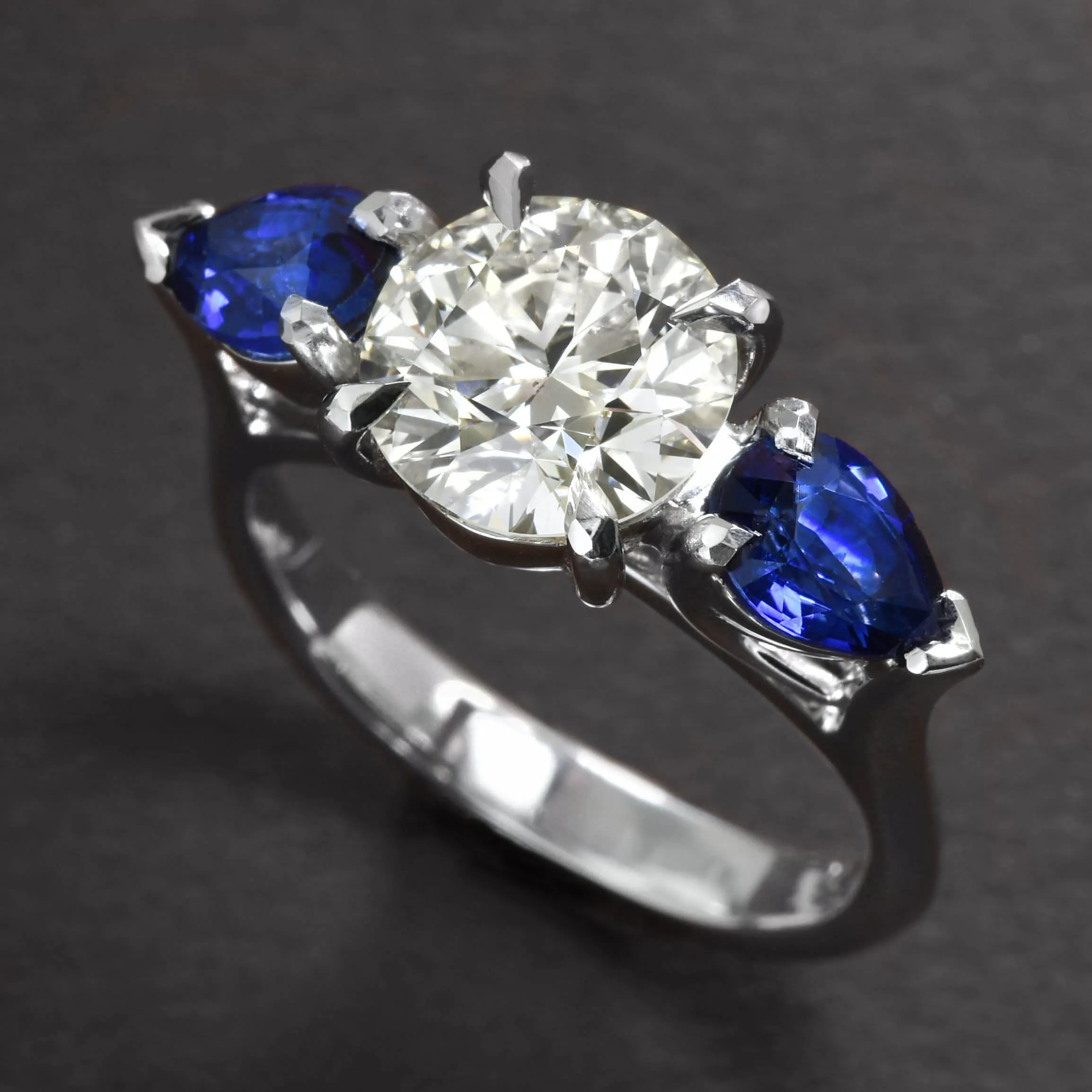 Handmade Diamond And Sapphire Ring In Platinum