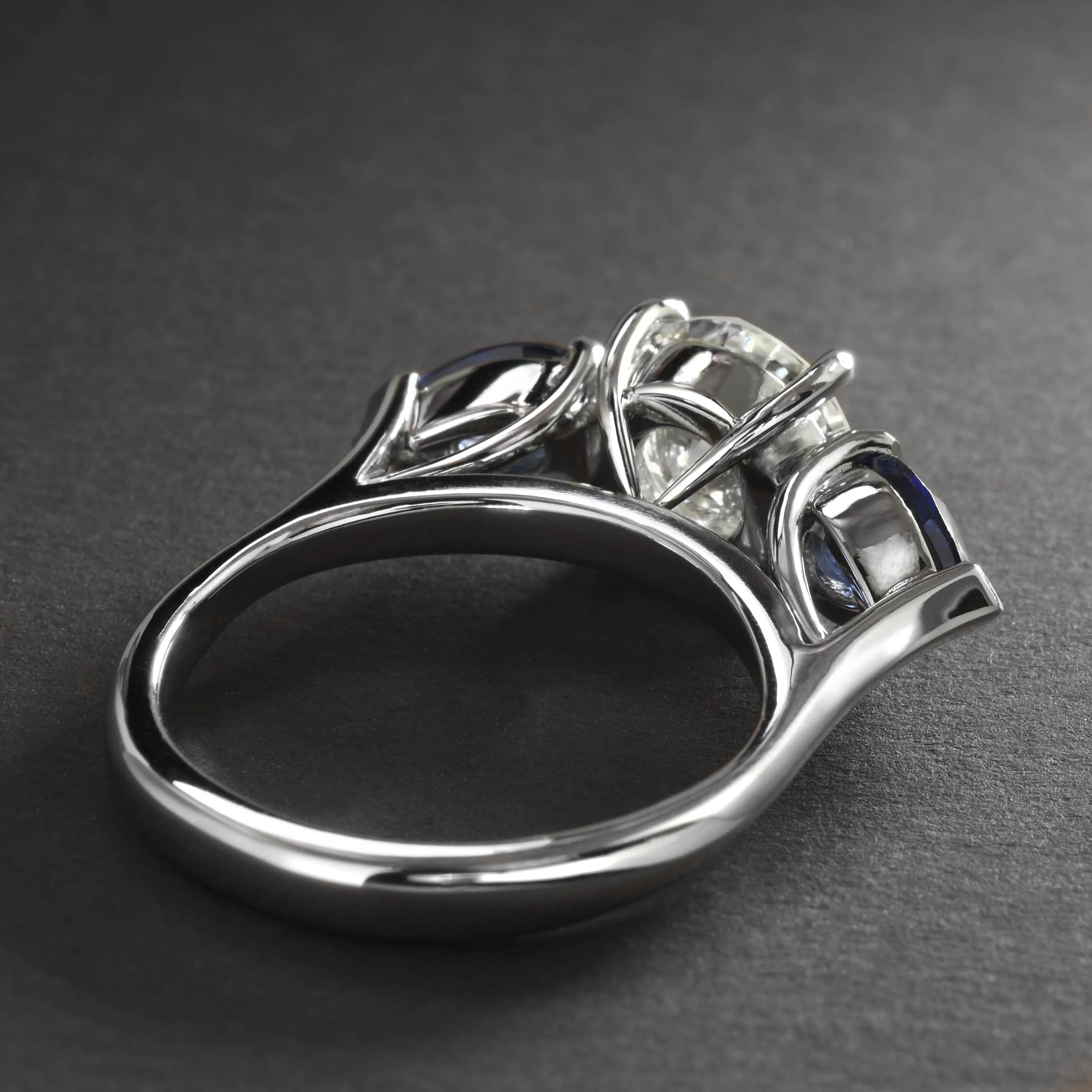 Handmade Diamond And Sapphire Ring In Platinum