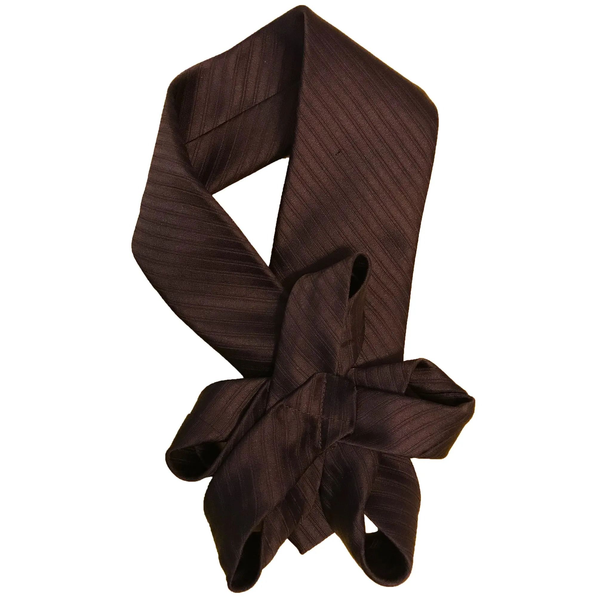 Handmade Women's Brown Polyester Necktie - Floral Design, Upcycled