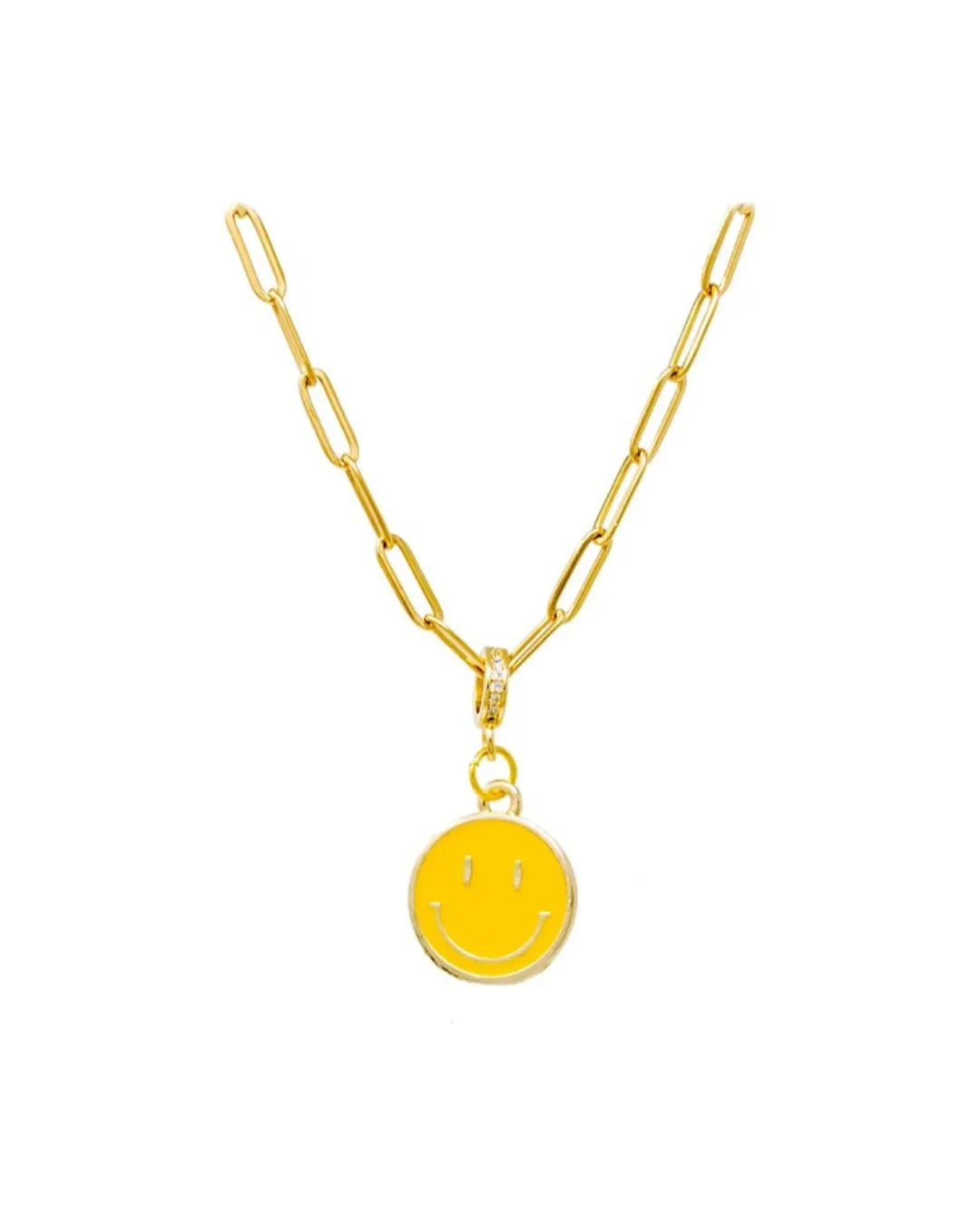 Happy Face Necklace Yellow