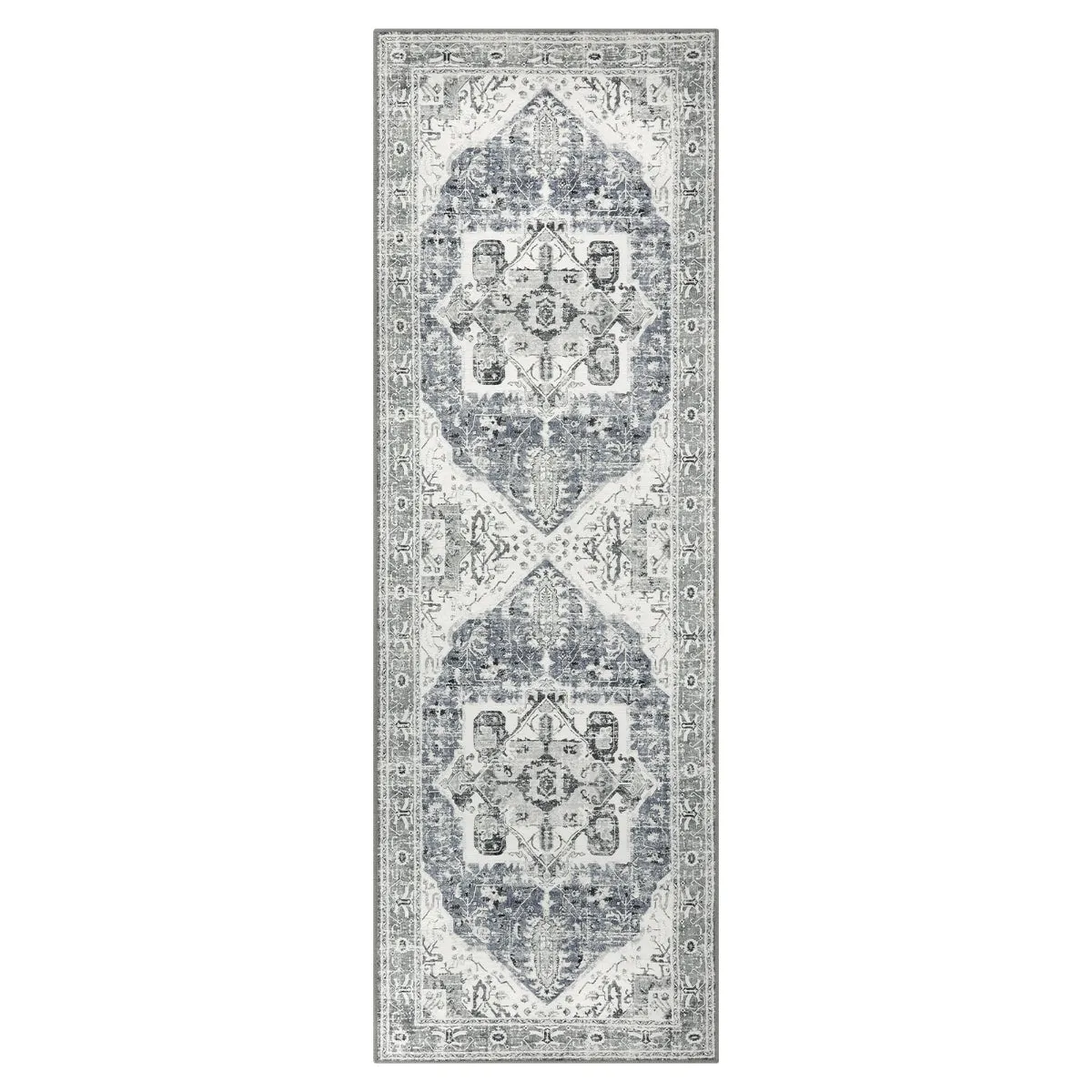 Harriet Traditional Medallion Distressed Grey Area Rug