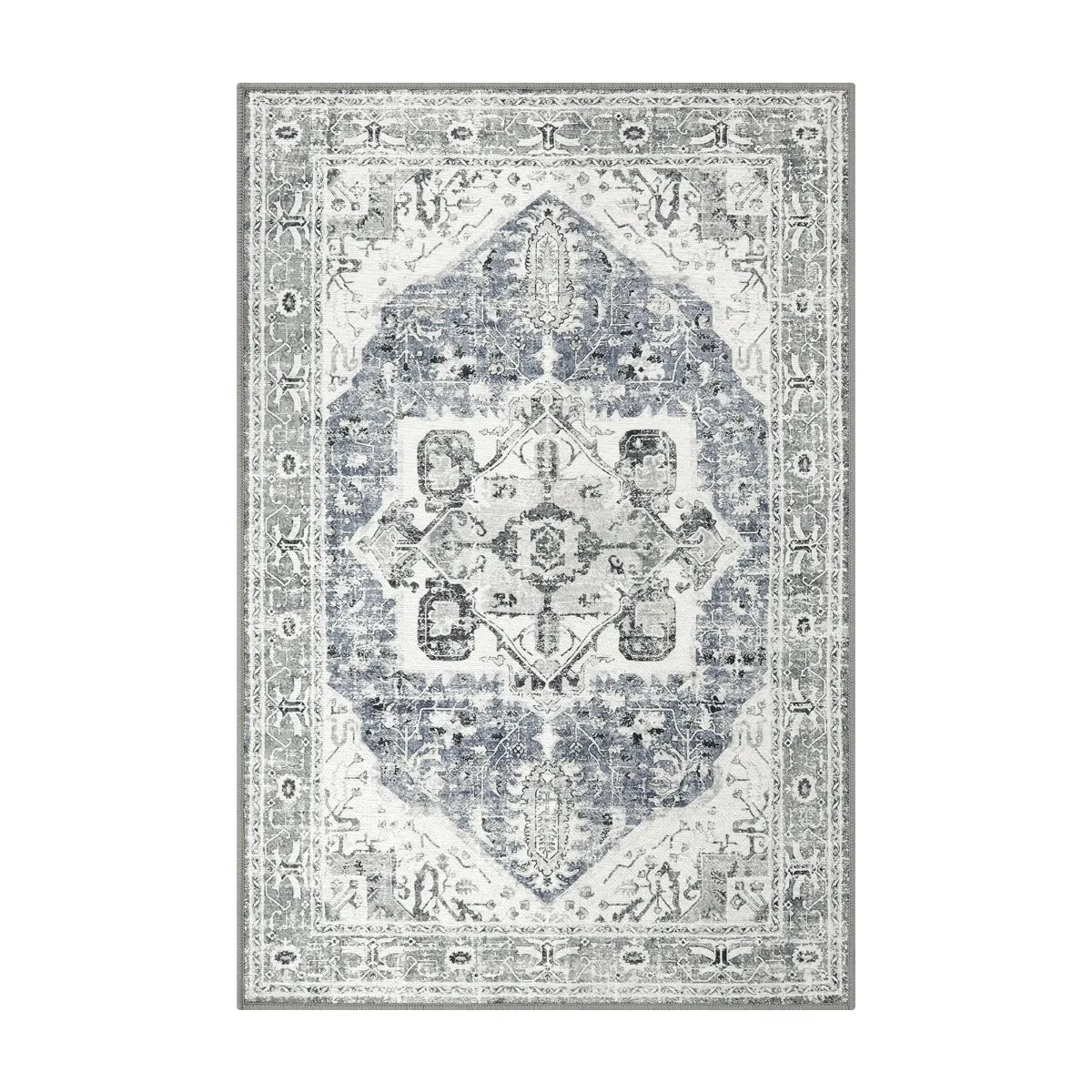 Harriet Traditional Medallion Distressed Grey Area Rug