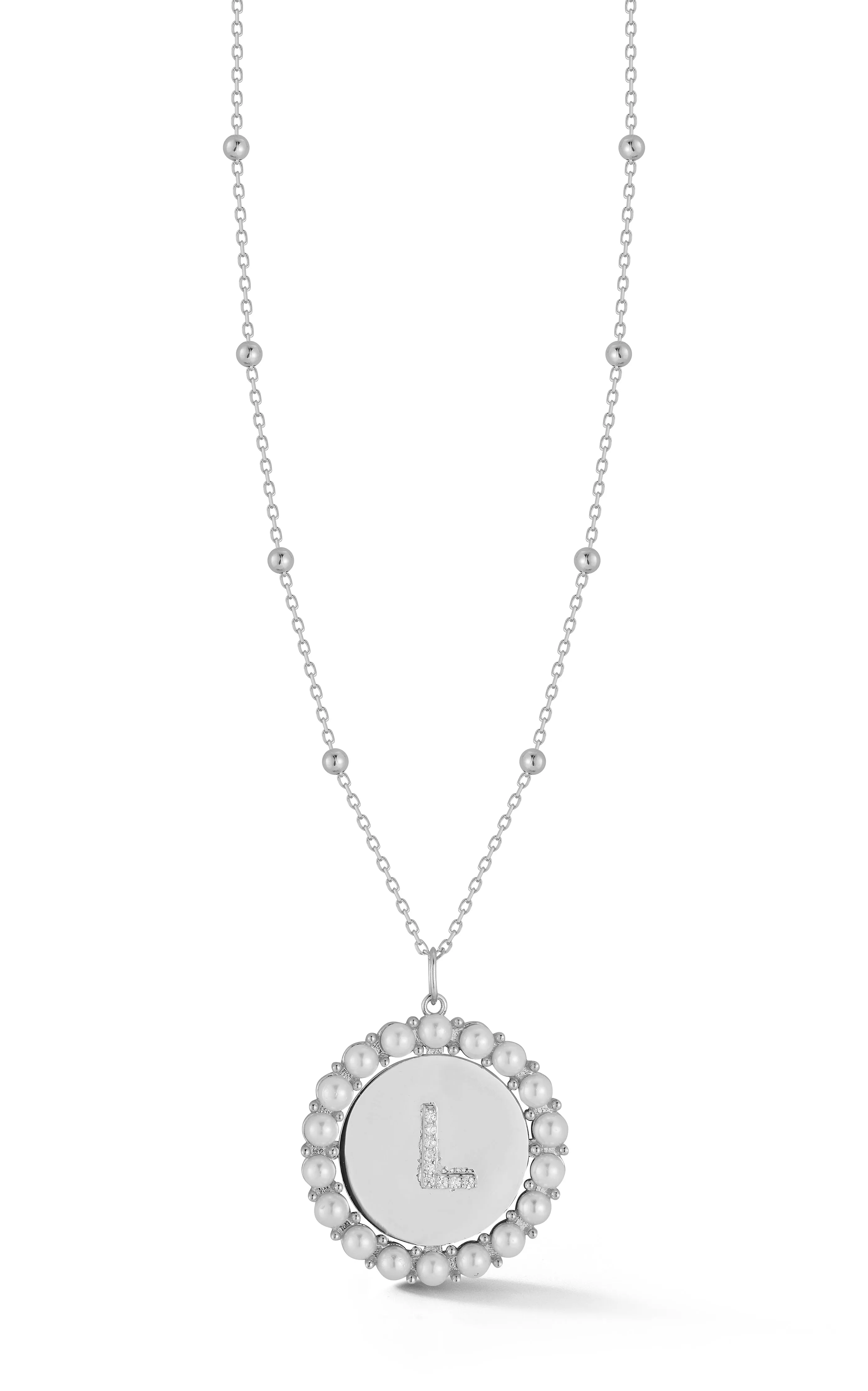 Initial Pearl Disk Necklace