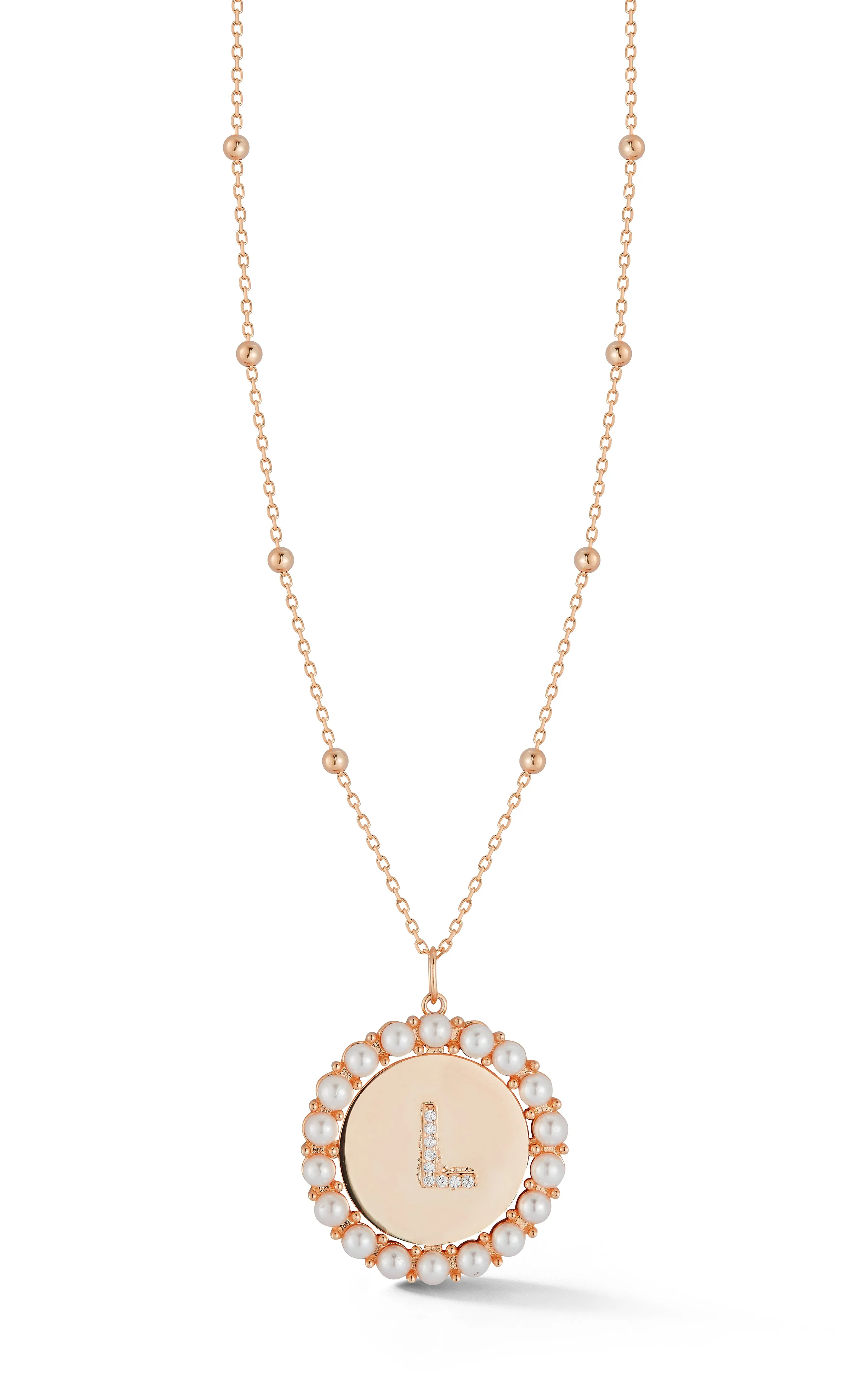 Initial Pearl Disk Necklace