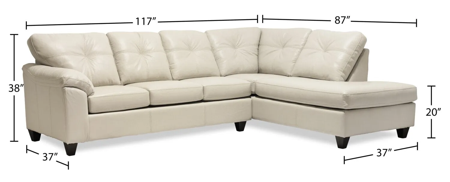 Irene 2-Piece Leath-Aire Right-Facing Sectional - Beige