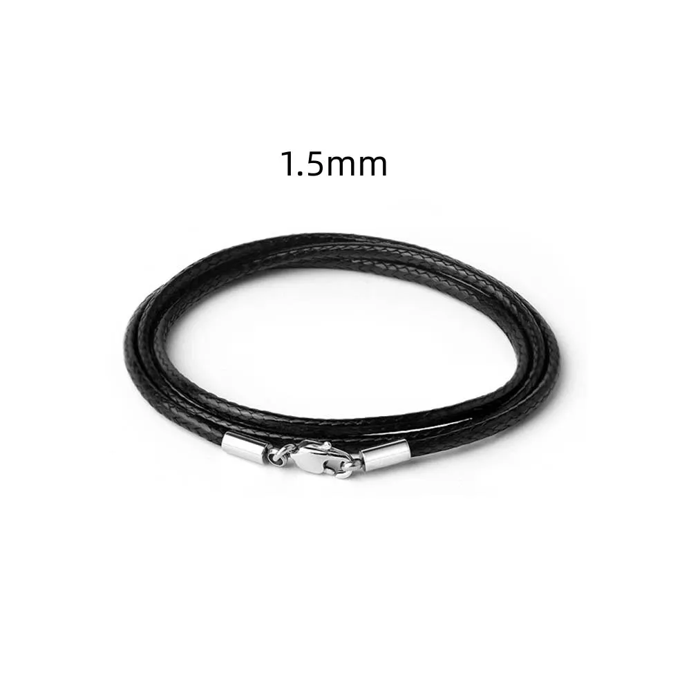 JC - Black Leather Necklace: Genuine leather rope chain with clasp for pendant jewelry making