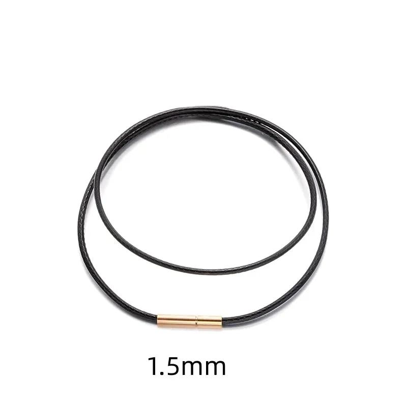 JC - Black Leather Necklace: Genuine leather rope chain with clasp for pendant jewelry making