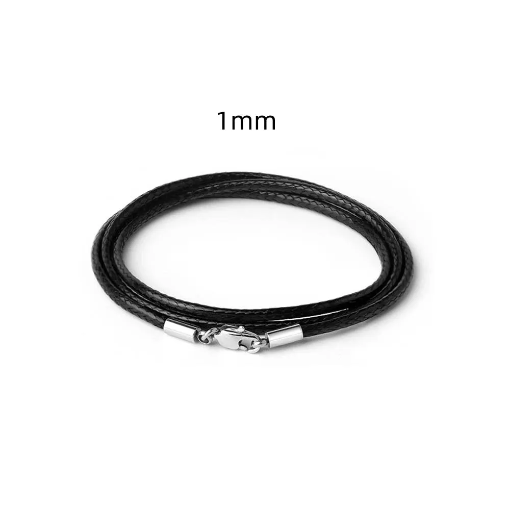 JC - Black Leather Necklace: Genuine leather rope chain with clasp for pendant jewelry making