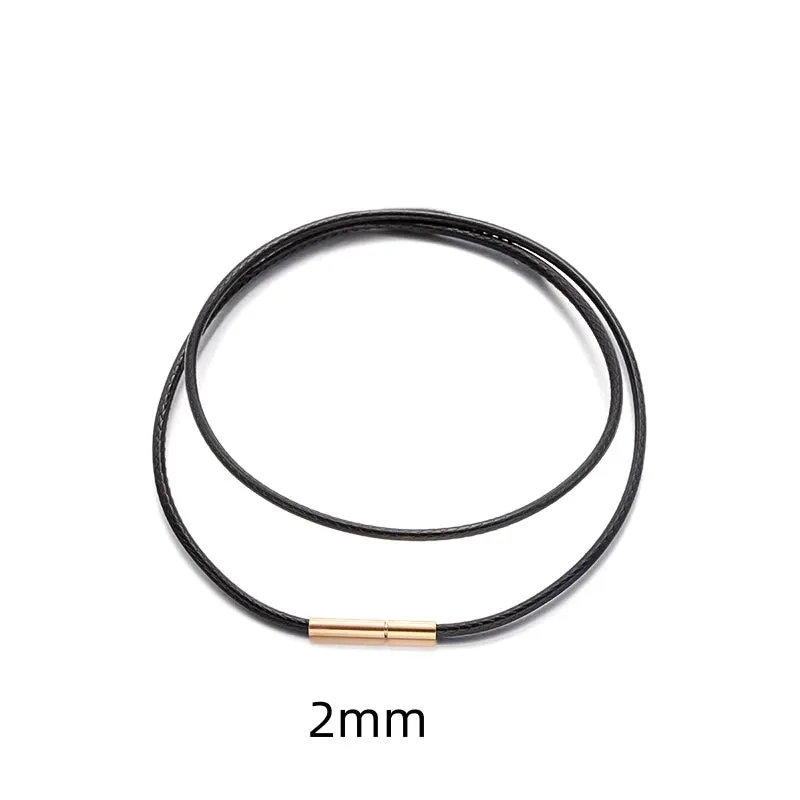 JC - Black Leather Necklace: Genuine leather rope chain with clasp for pendant jewelry making