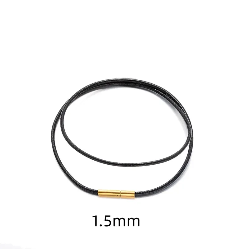 JC - Black Leather Necklace: Genuine leather rope chain with clasp for pendant jewelry making