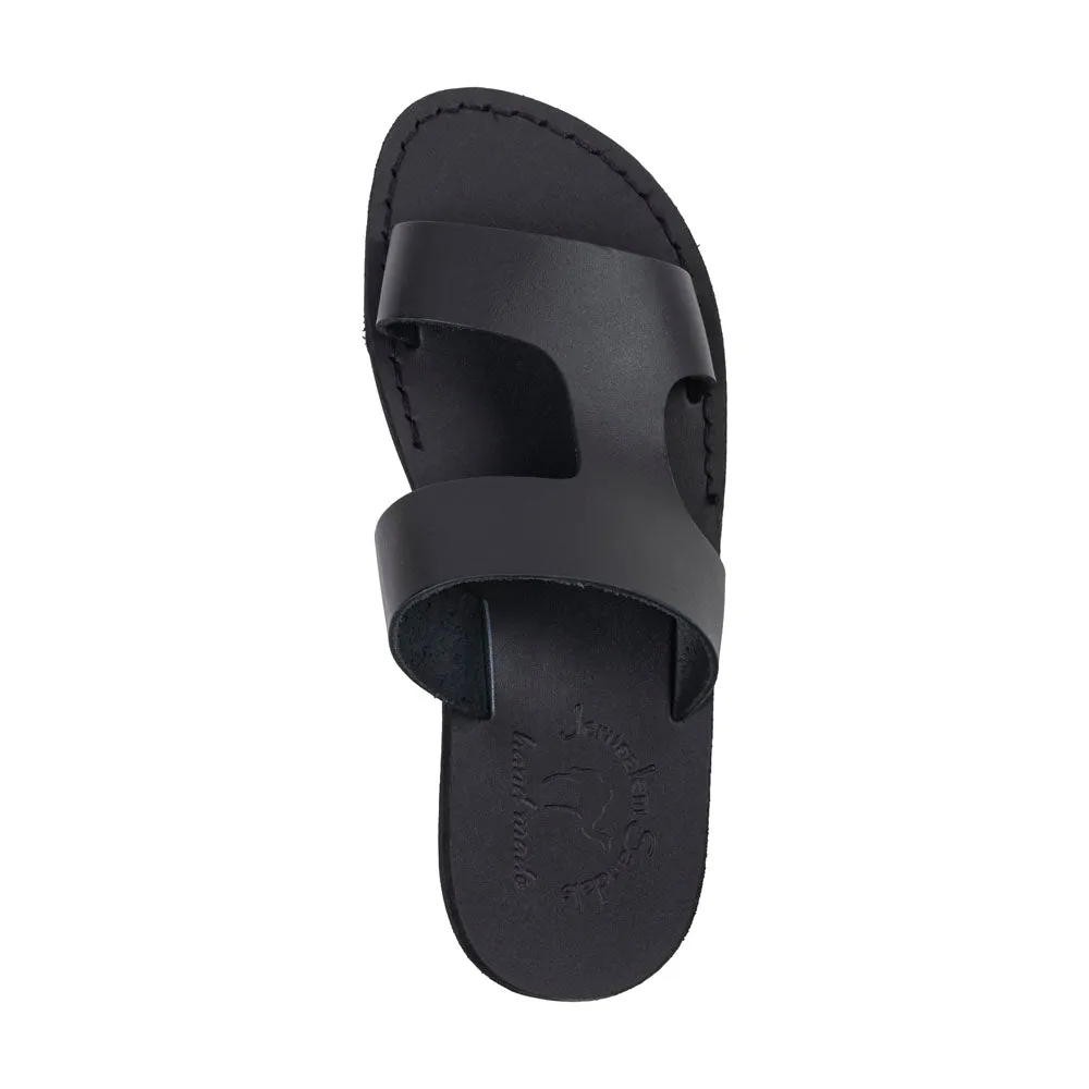 June - Leather Side Strap Sandal | Black