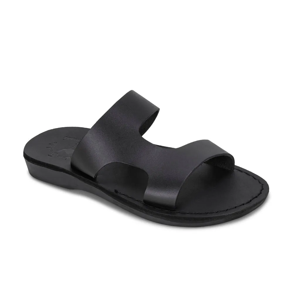 June - Leather Side Strap Sandal | Black