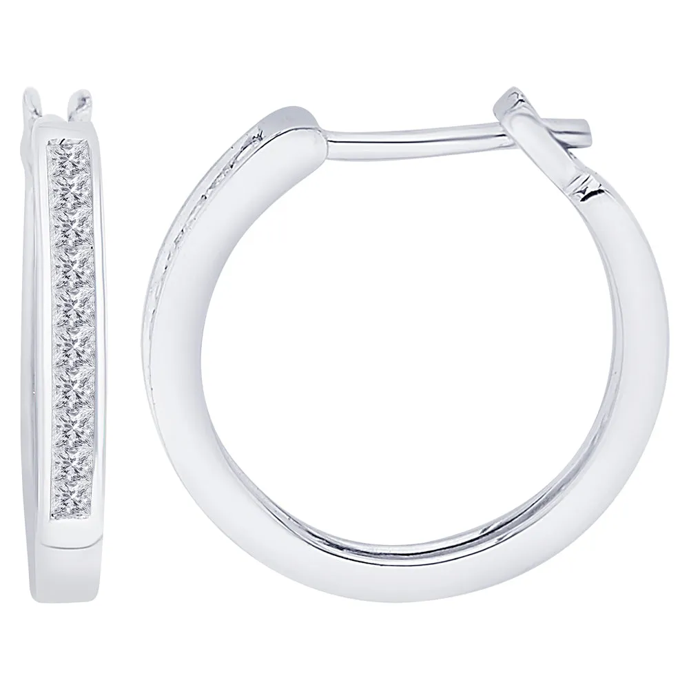 KATARINA Princess Cut Diamond Hoop Earrings (1/4 cttw)