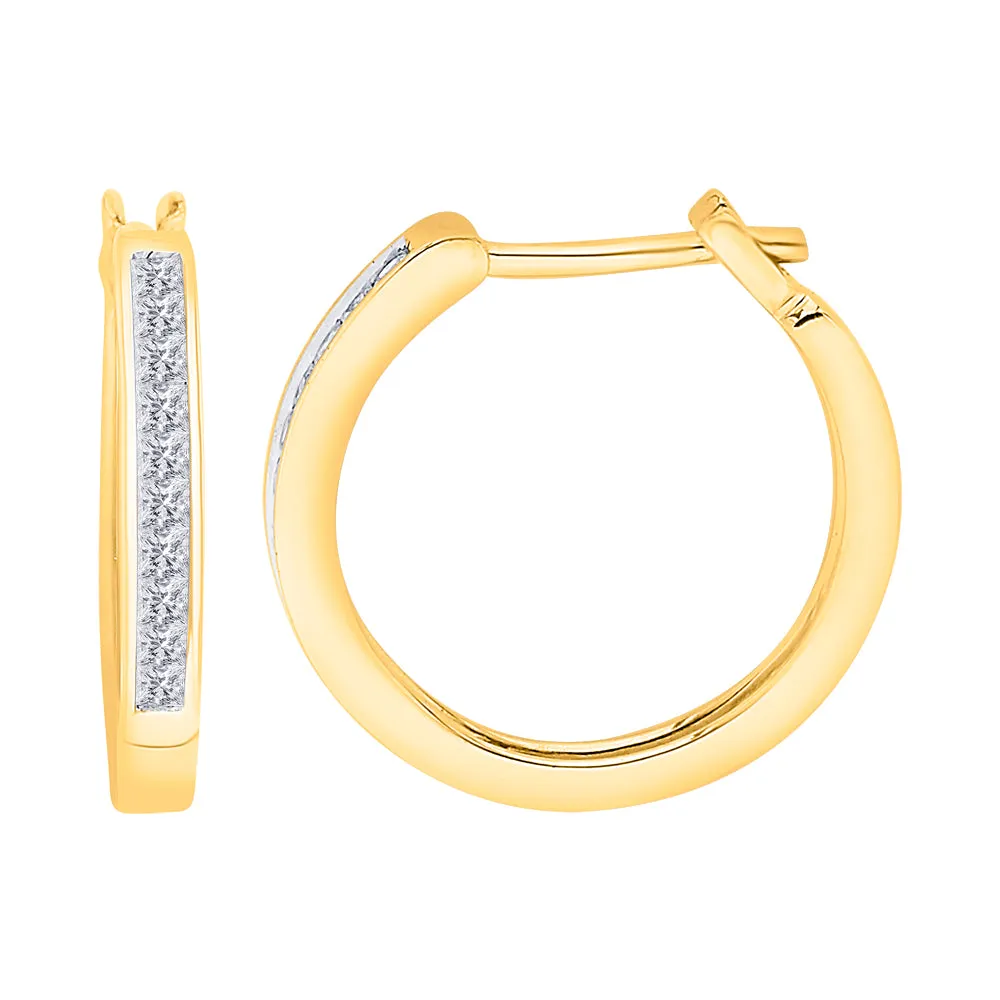 KATARINA Princess Cut Diamond Hoop Earrings (1/4 cttw)