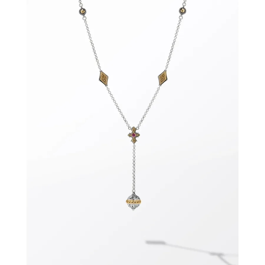 Konstantino Dome Silver and 18K Gold Corundum Necklace