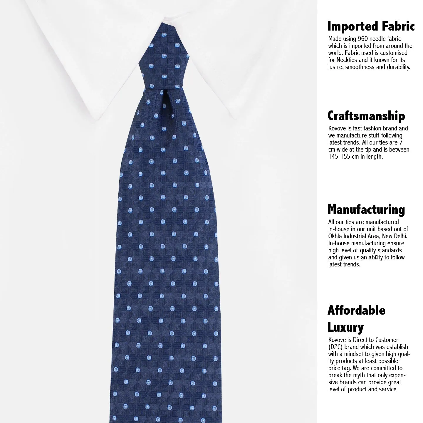 Kovove Classy Blue Polka Dot Neck Tie For Men