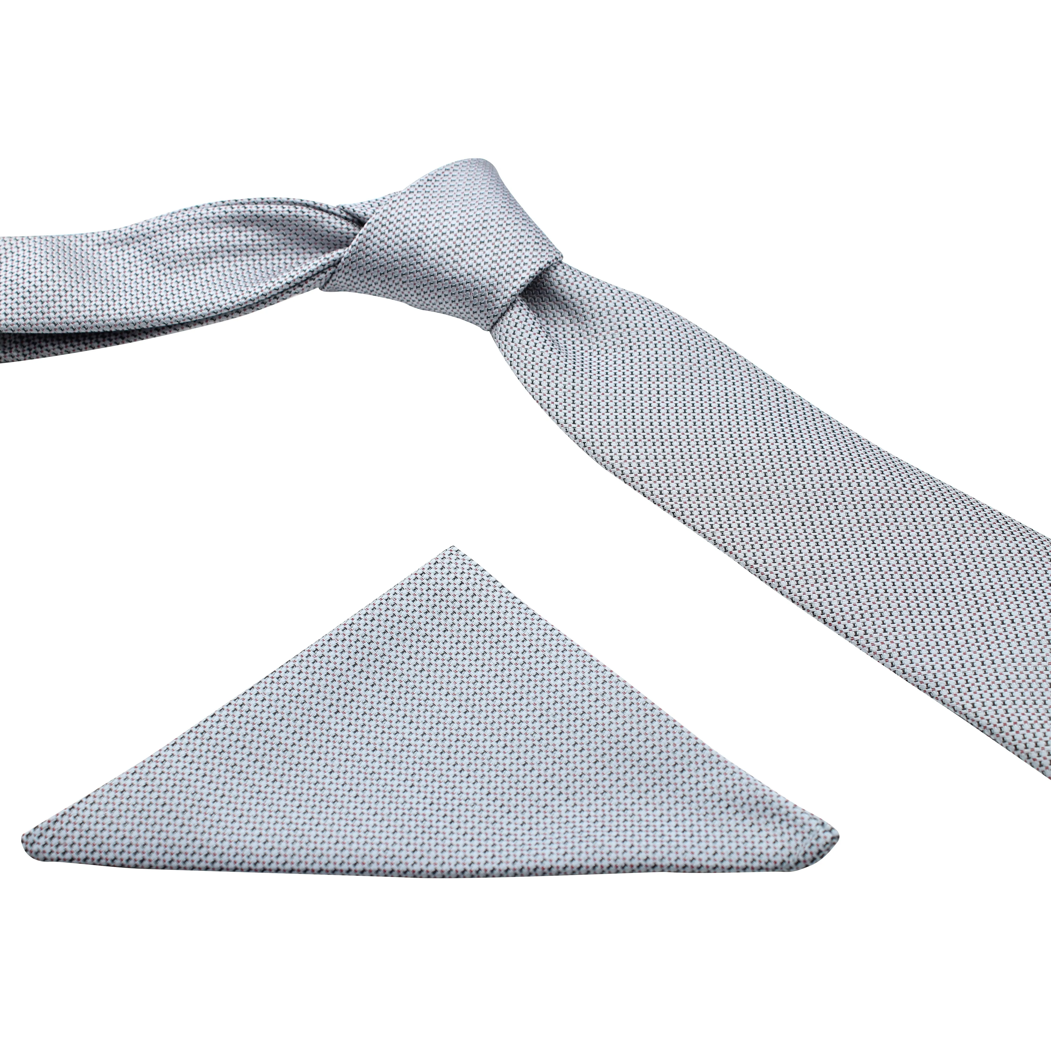 Kovove Grey Polka Dot Necktie and Pocket Square Gift Box