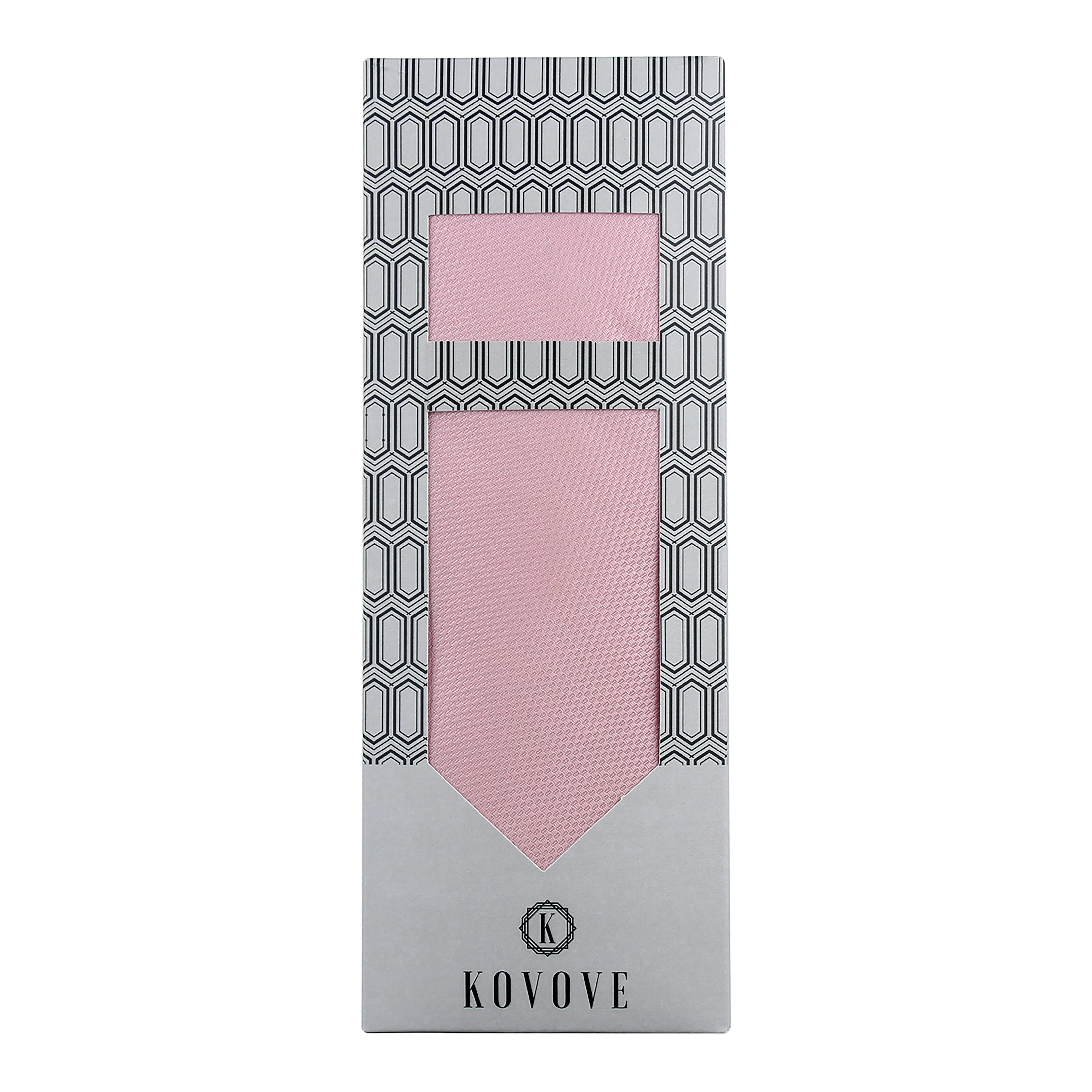 Kovove Pink Checkered Necktie and Pocket Square Gift Box