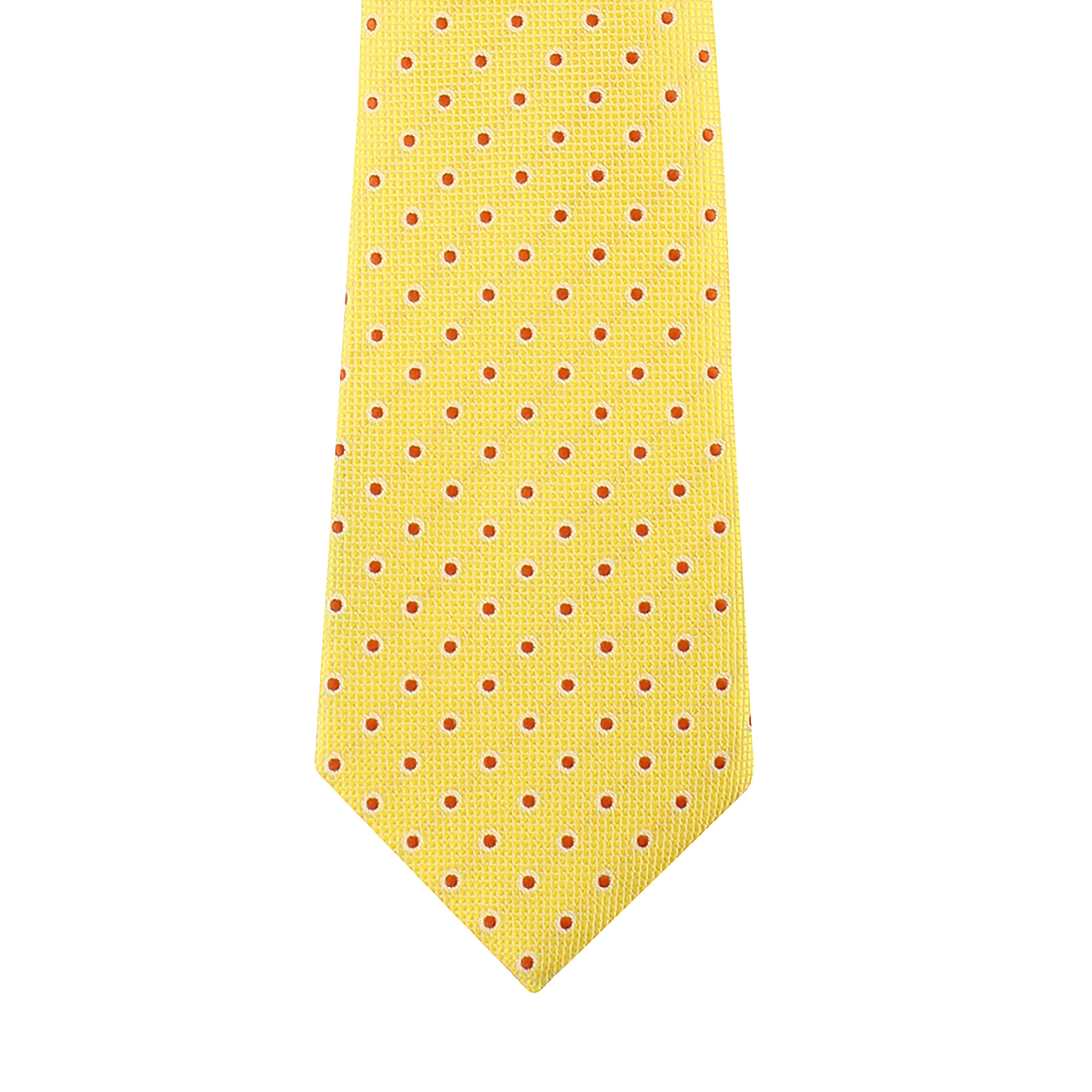 Kovove Refreshing Yellow Polka Dot Neck Tie For Men