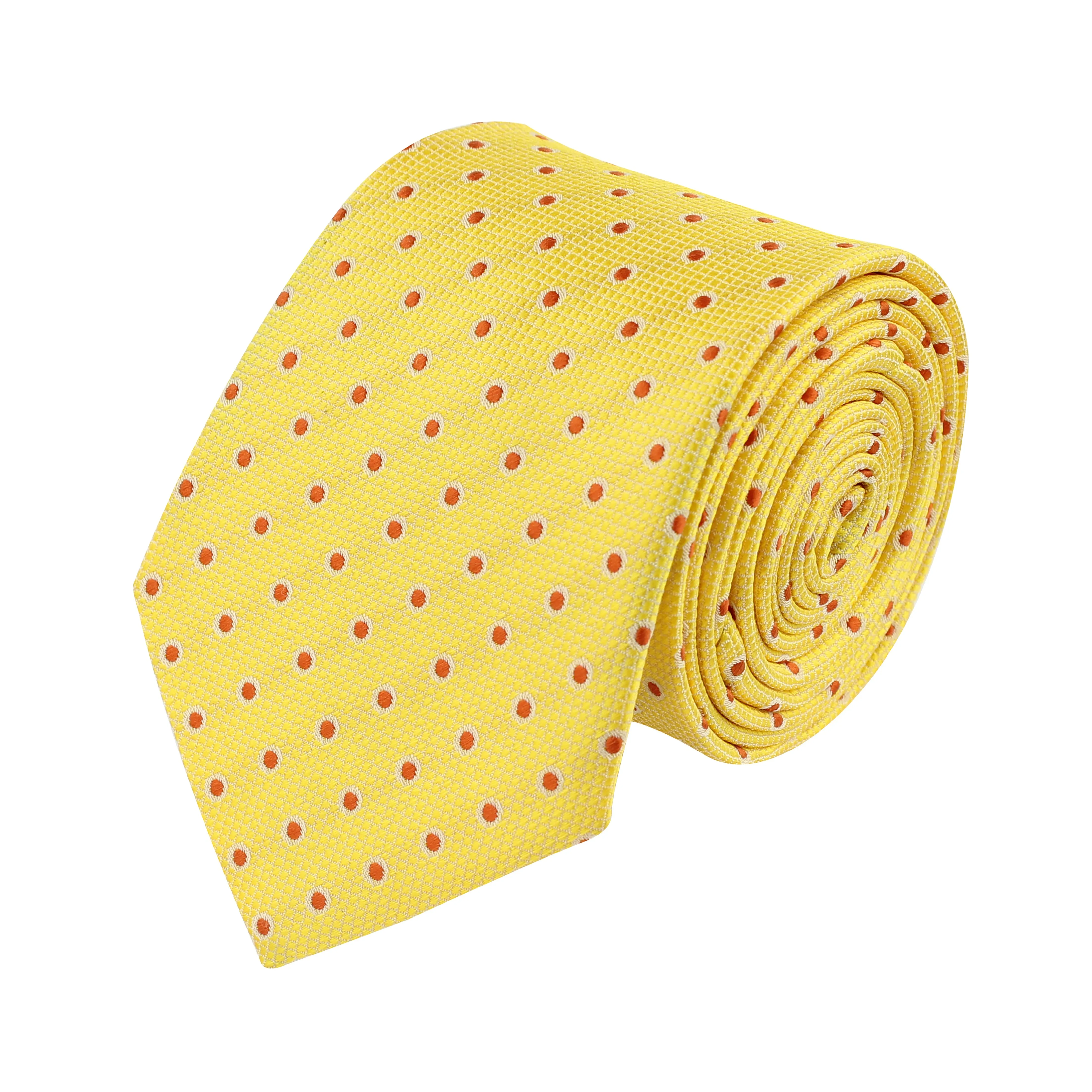 Kovove Refreshing Yellow Polka Dot Neck Tie For Men