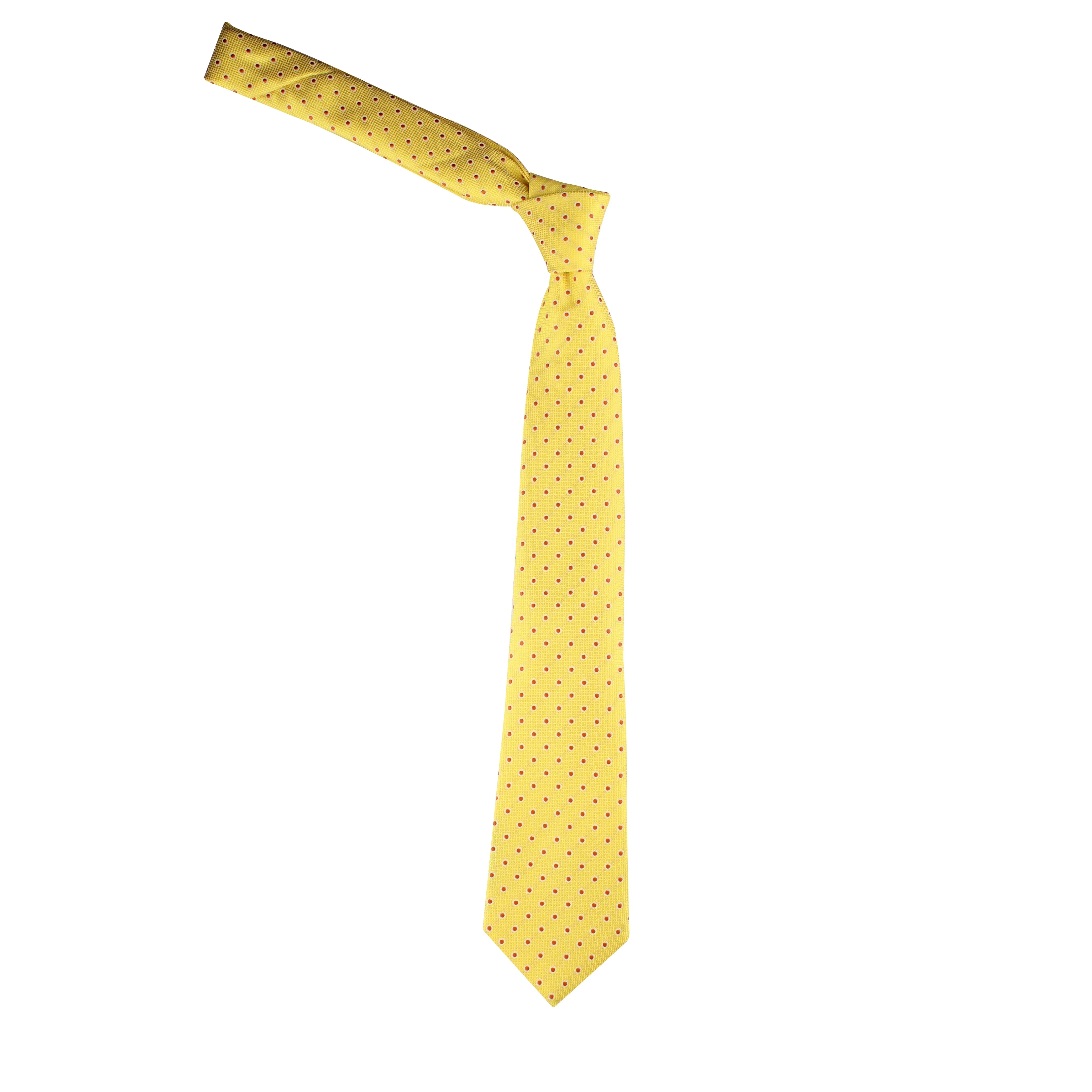 Kovove Refreshing Yellow Polka Dot Neck Tie For Men