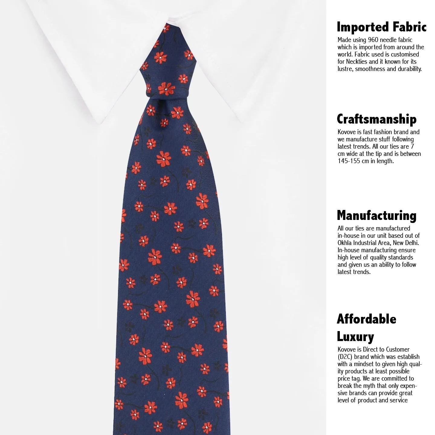 Kovove The Enchanting Floral Blue Necktie For Men