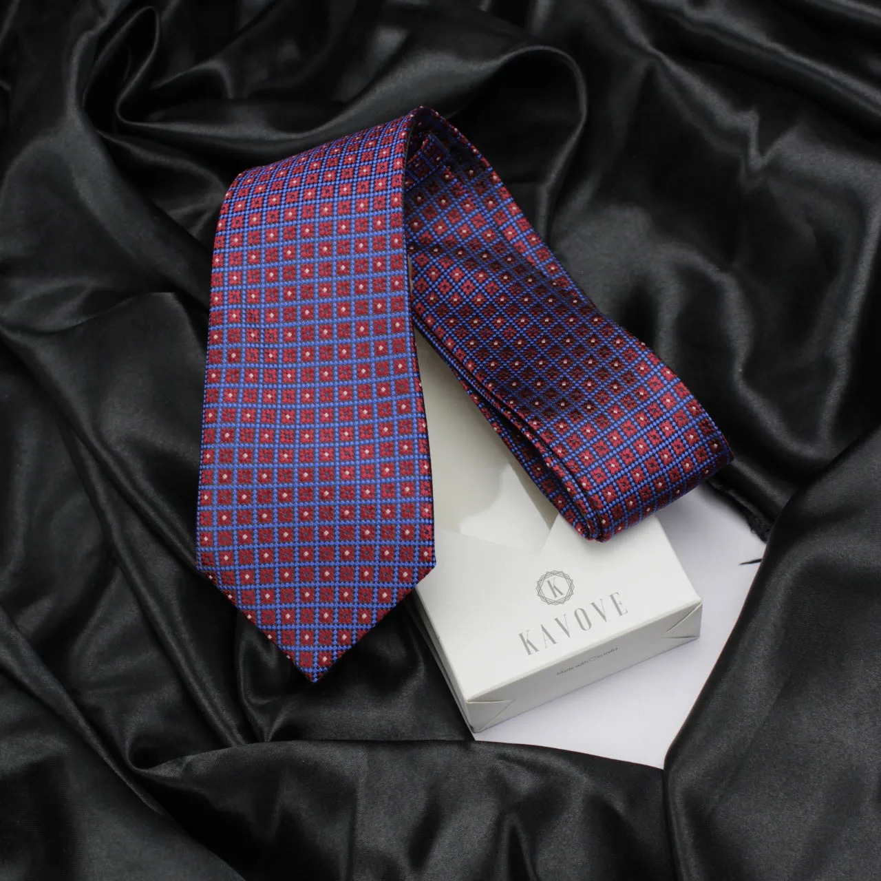 Kovove The Radiant Checkered  Maroon Necktie For Men