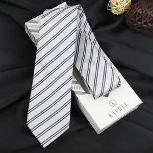 Kovove The Striped Delight Grey Necktie For Men